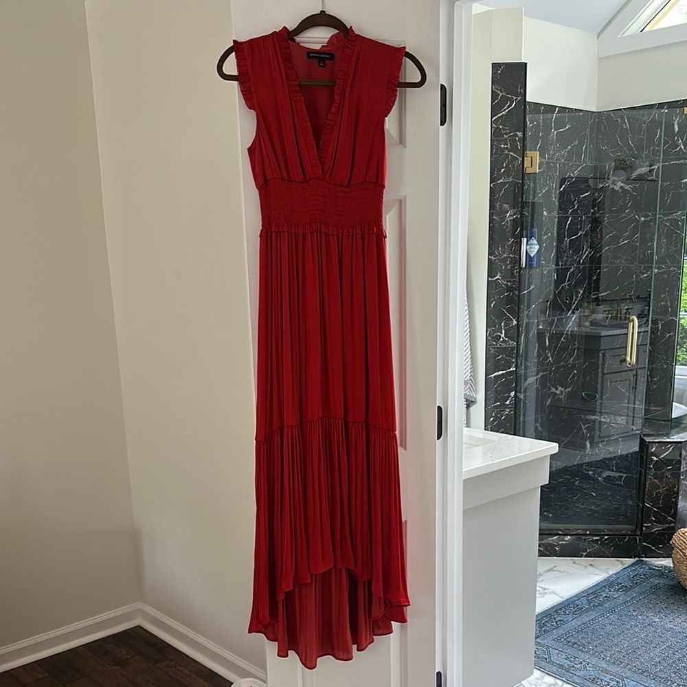 Banana Republic Satin/Silk high low dress “rustic red”